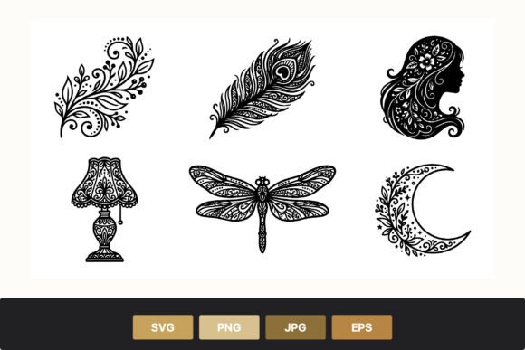 Download Ornamental Floral Feather Dragonfly Lamp - Ornament Collection