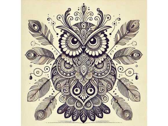 Download Ornamental Owl with Intricate Feather De - Premium Resources