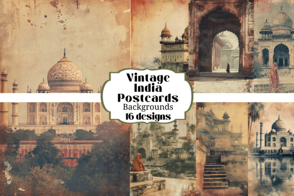 Download 16 Vintage India Postcard Backgrounds - Backgrounds Collection